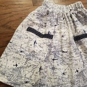 High waisted map print skirt
